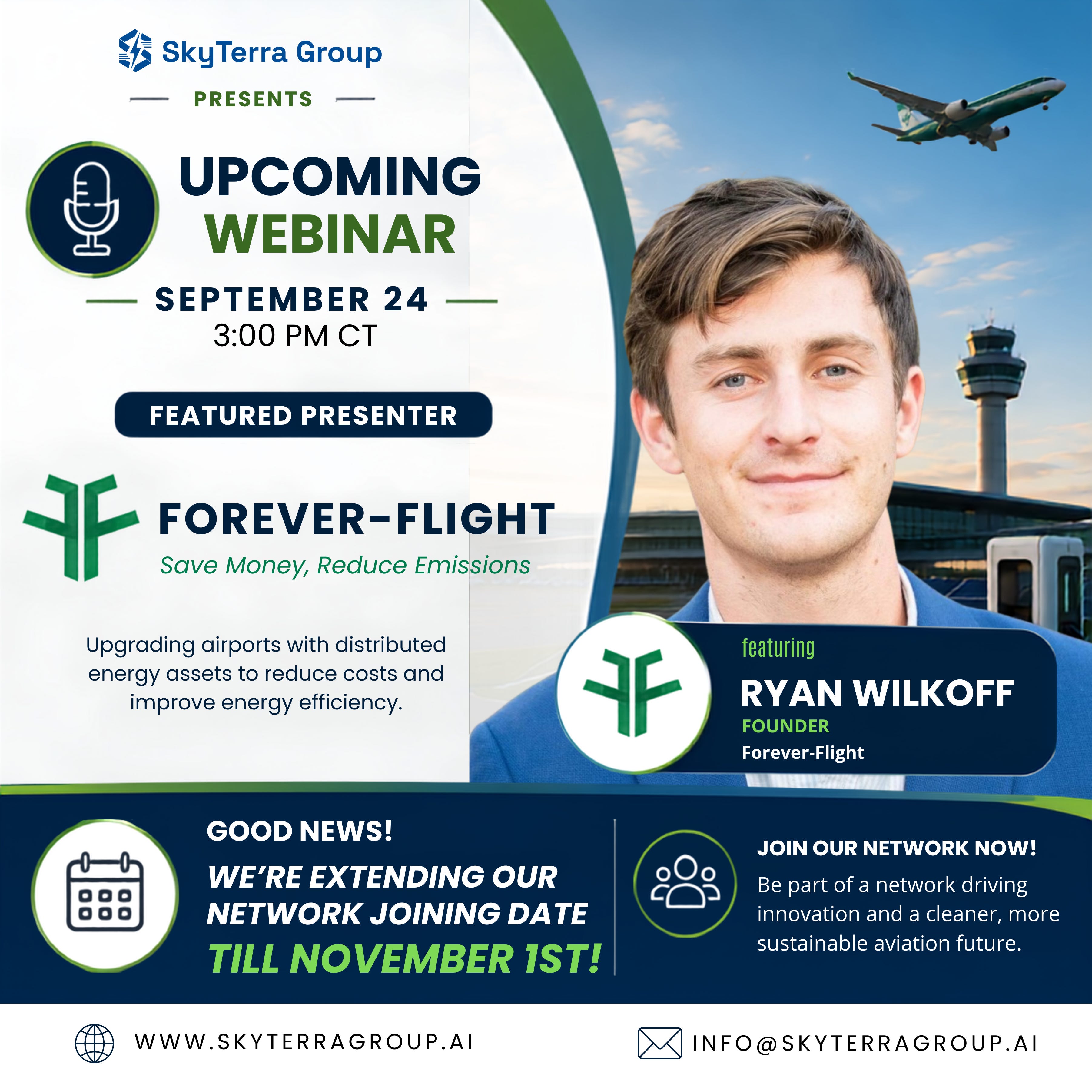 Preview of SkyTerra September Webinar: Exploring the Future of Cleaner Aviation with Forever Flight Worldwide
