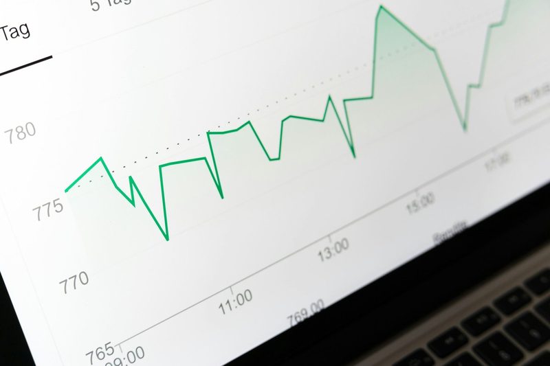 A commodity price chart on a laptop screen